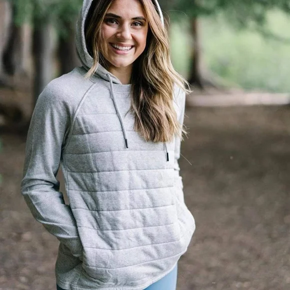 Zyia Active Combo Pocket Sweatshirt Grey Quilted Hooded Size XS - Picture 2 of 8